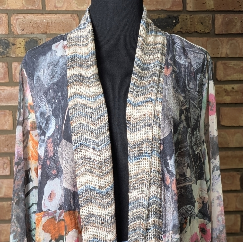 Ali Miles Floral Patchwork Patterned Open Cardiga… - image 2